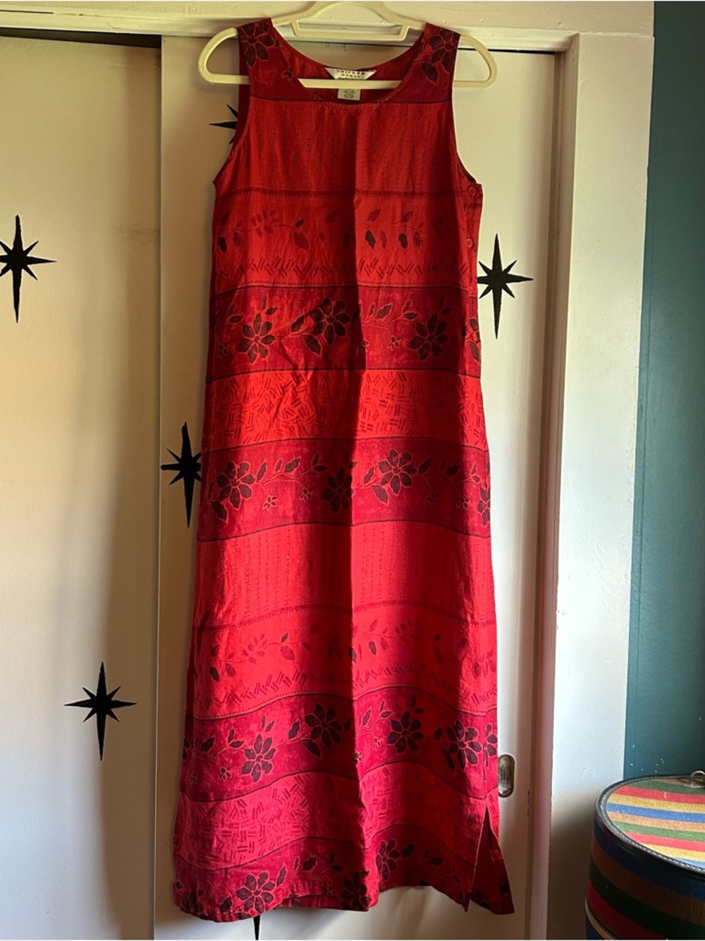 Linen Vintage Tropical Maxi Dress